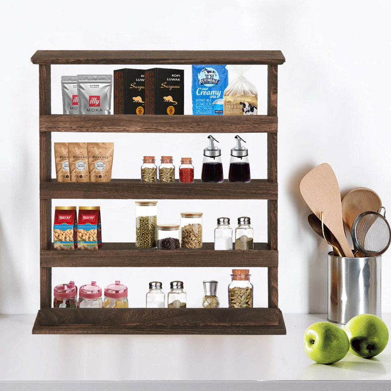 Loon Peak Spice Rack Kitchen Wall Mounted Storage Rack Floating Shelves With 4 Tier Shelf Reviews Wayfair